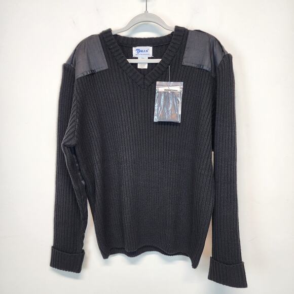 Galls Commando Sweater Size XL Black Crewneck Epaulette Patches Woolly Pully - Picture 1 of 11